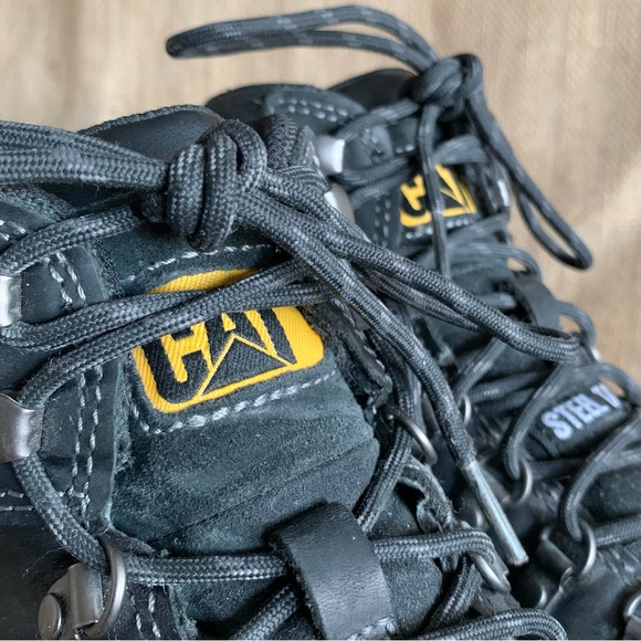 CAT CATAPILLAR Men’s Black Leather Steel Toe Work Boots Men’s 10.5 - Picture 10 of 15